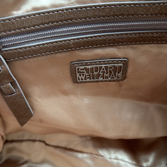 Stuart Weitzman Vintage Tan Crackle Leather Hobo Bag With Bag Charm and Dust Bag - Picture 11 of 12